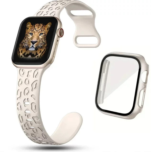 Armband mit Glas und Hülle für Apple Watch, Silikon, Weiß, Unisex - Bild 1