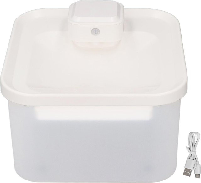 Igeteck Kabelloser Haustier-Wasserspender mit Infrarotsensor, Automatischer Wassernapf für Hunde und Katzen, Transparent/Weiß - Bild 1