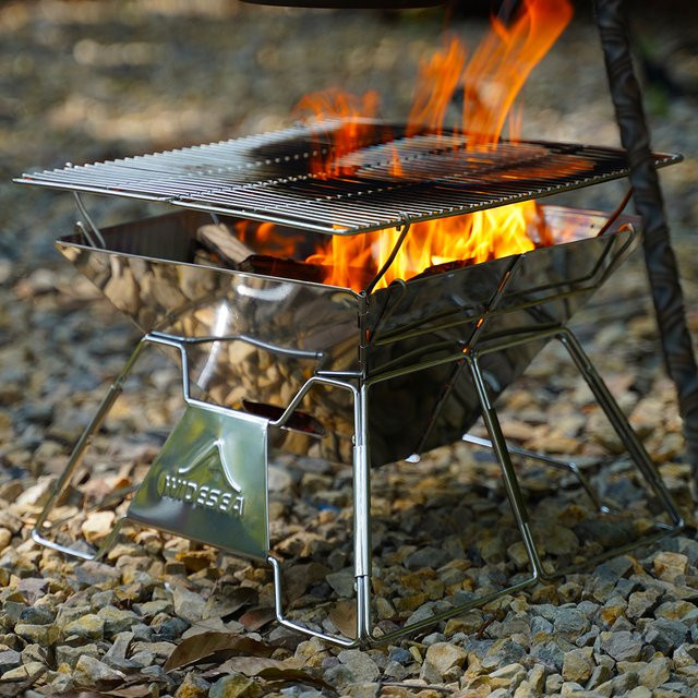 Widesea Winddichter Campinggrill aus Edelstahl für den Außenbereich in Silber - Bild 1