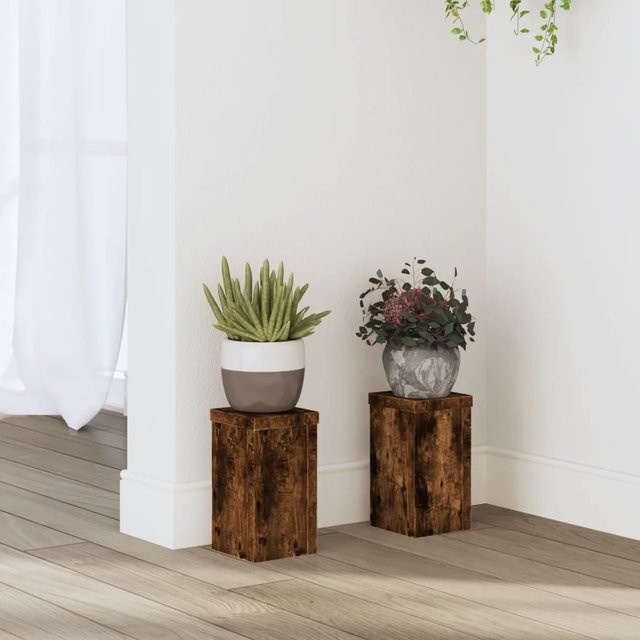 vidaXL Pflanzenständer aus Holzwerkstoff, 2 Stück, braun, B/T/H: 10 x 10 x 18 cm - Bild 3