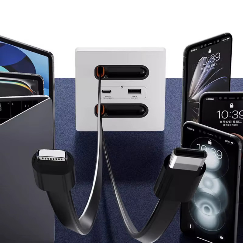 Multifunktionales 20 W Galliumnitrid USB-C Ladekabel mit UK EU FR Stecker und 1/2/3/4-Gang-Schalter - Bild 3