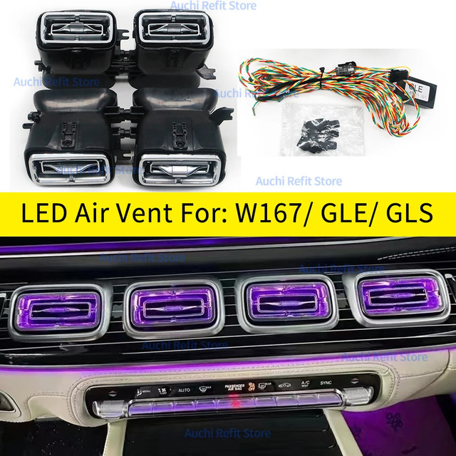 Auchikj RGB LED Ambientebeleuchtung für Mercedes Benz W167 GLE GLS in Turbinen-Design, 64 Farben, Multicolour - Bild 1