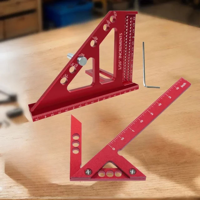 GDART Kombination aus Aluminium Zoll Center Scribe Carpenter Lineal und 45/90 Grad Aluminium Winkelmesser für die Holzbearbeitung - Bild 1