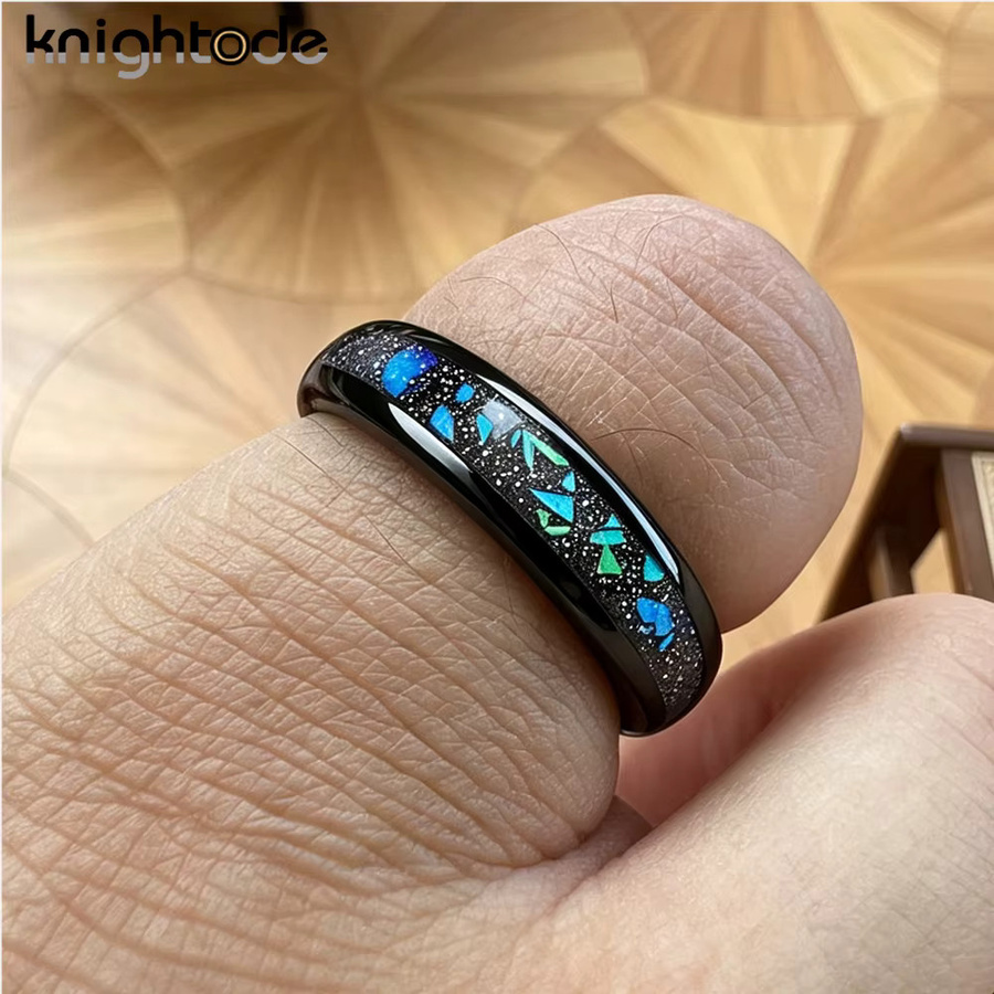 Knightode Ring Wolframkarbid, blauer Opalblock, Damen - Bild 3