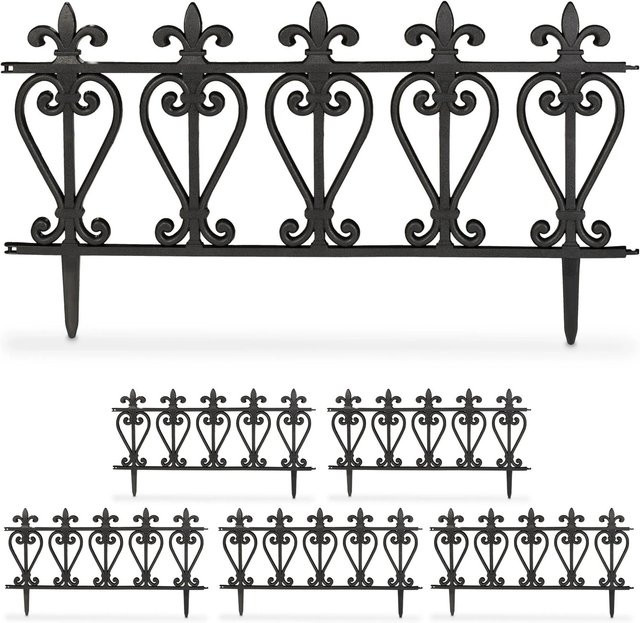 Relaxdays Beeteinfassung 6er Set aus Kunststoff in Schwarz, Steckbar für Garten und Blumenbeete, B/H: 61 x 32,5 x 1 cm - Bild 1