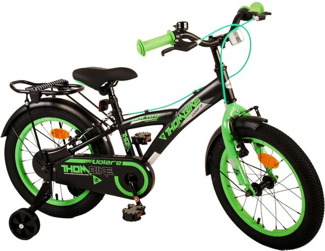 TPFSports Thombike Kinderfahrrad, 16 Zoll, Schwarz/Grün, 2 Handbremsen - Bild 1