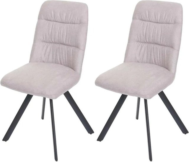 2er-Set MCW Esszimmerstühle J69 in Creme-Beige mit Samtbezug und Auto-Return-Funktion - Bild 1
