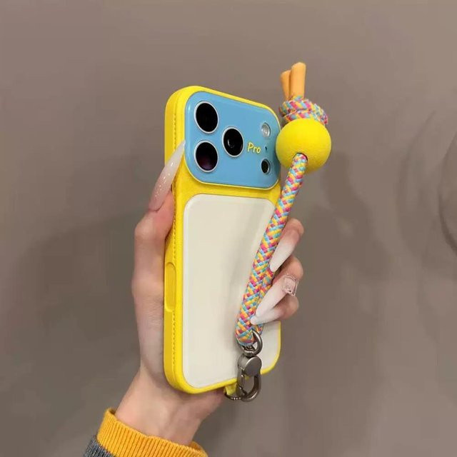 Rui Di Dopamin Handyhülle mit Lanyard für iPhone 16 und iPhone 17 Pro Max, stoßfeste Bumper Hülle in Gelb - Bild 1