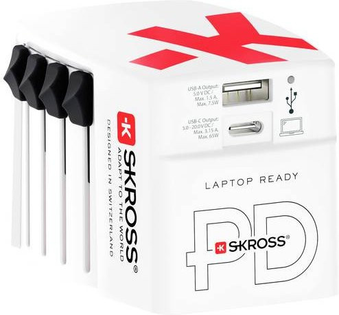 Skross World AC65PD Reiseladegerät in Weiß mit USB-C Anschluss und 65W Leistung - Bild 1