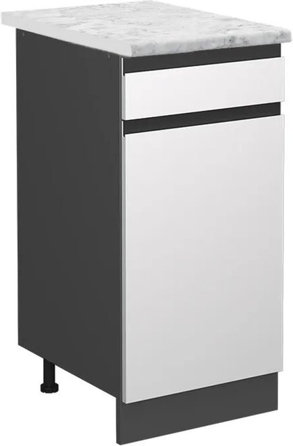 Vicco R-Line Küchenunterschrank mit Schubladen und Türen in Weiß/Anthrazit mit Marmor-Optik, B/T/H: 40,0 x 46,0 x 81,6 cm - Bild 1