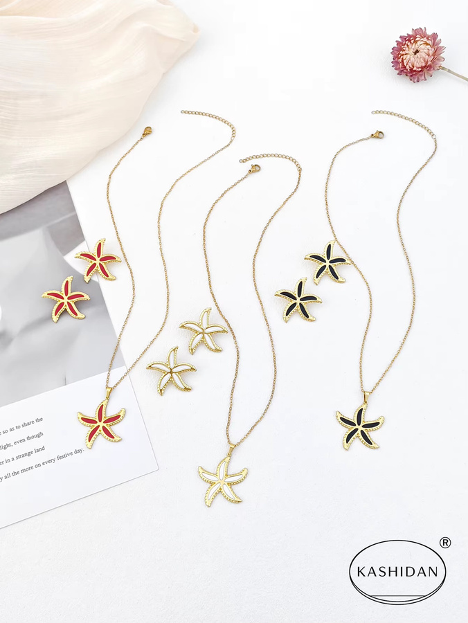 KASHIDAN Schmuck-Set, Ohrringe und Halskette, Edelstahl, Gold, Damen - Bild 2