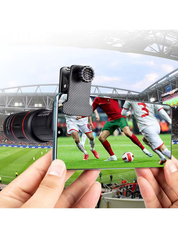 Universelles Zoom Handy-Kameraobjektiv Set mit Telefonclip für Android und iPhone, Teleobjektiv in Schwarz - Bild 5