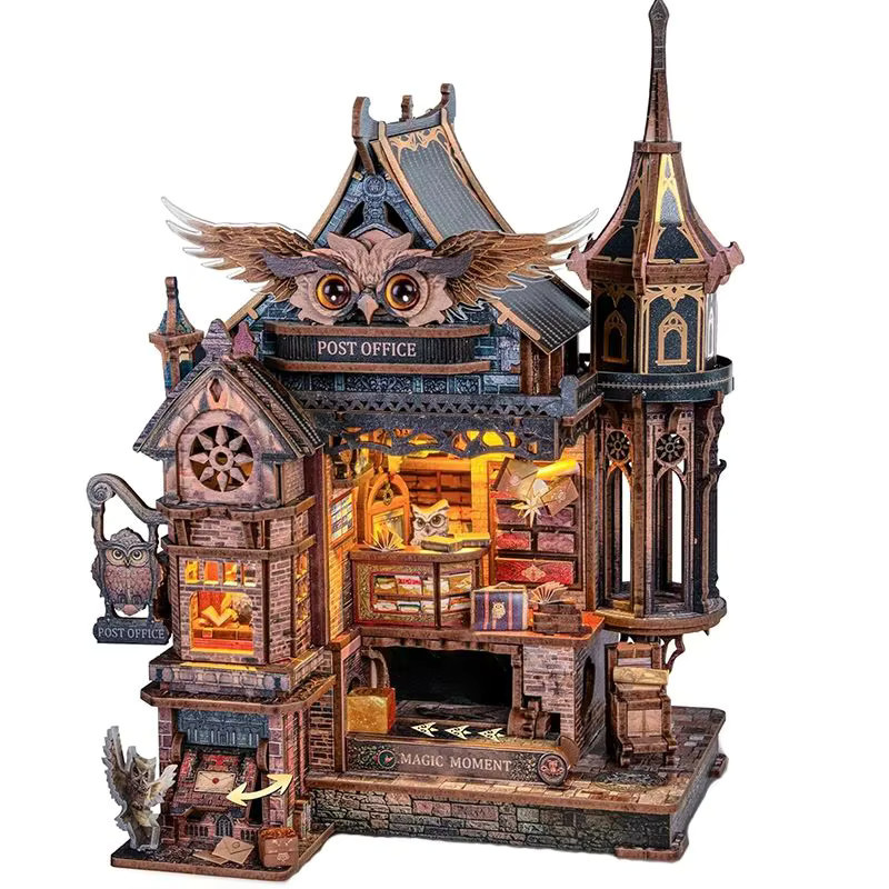 Tinamic Eule Postamt Casa 3D-Puzzle, Holz, mit Möbeln und Beleuchtung, ab 14 Jahren - Bild 3