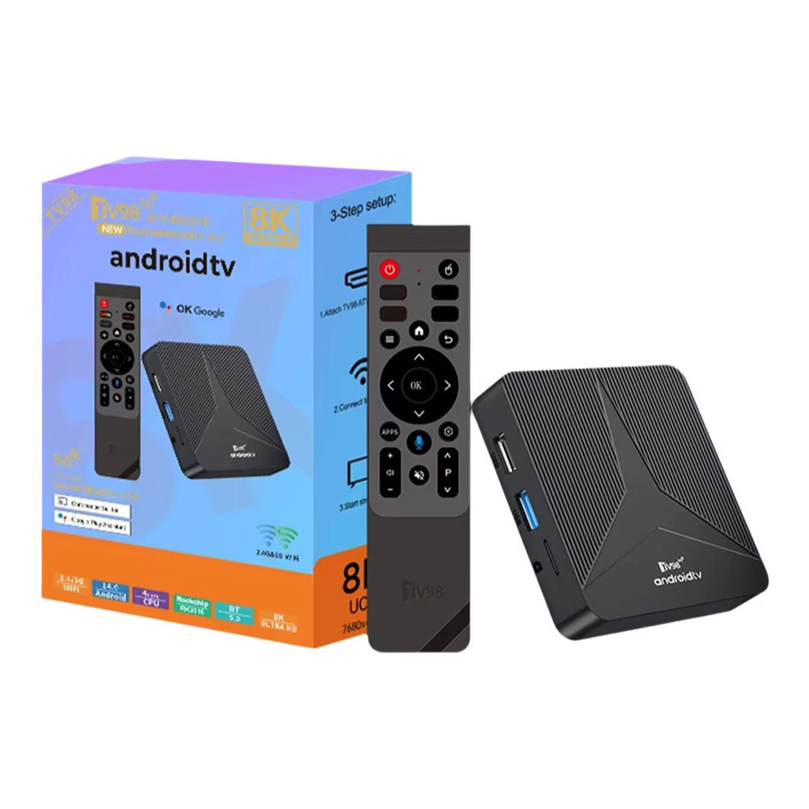 CLIBABIQBOX Smart TV Box TV98 ATV RK3518 mit Android 14, 4K Ultra HD, Dual WLAN 5G, 4G, Bluetooth 5.0 und Sprachfernbedienung in Schwarz - Bild 4
