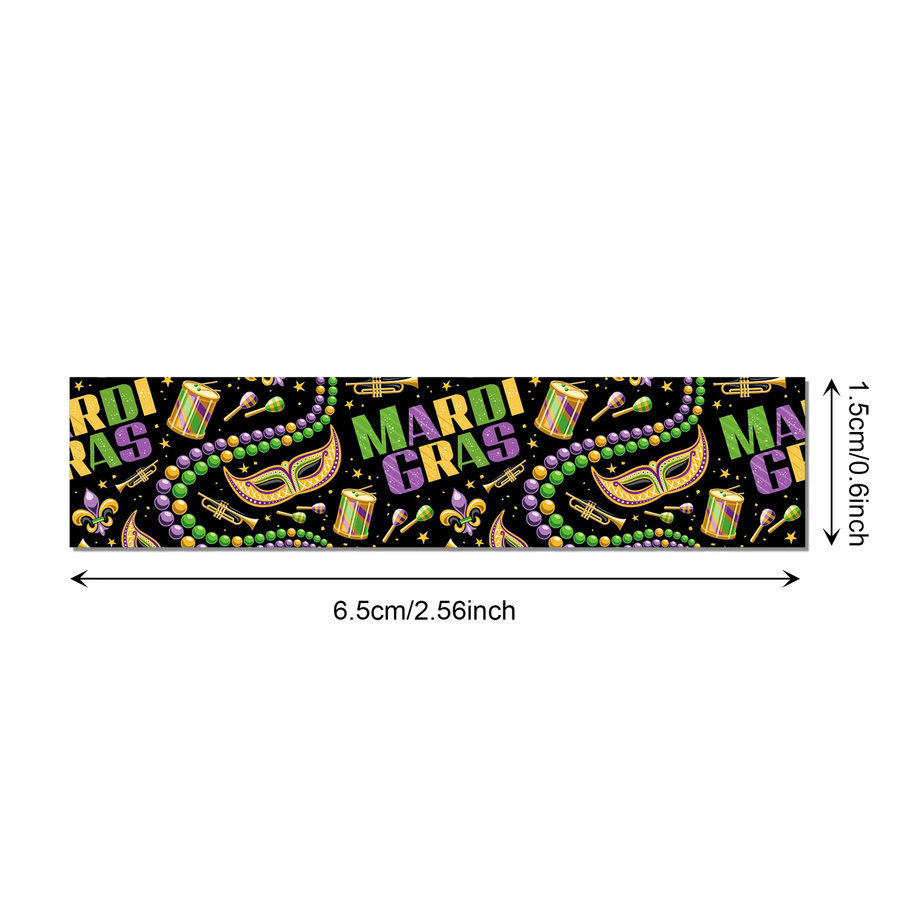 12er-Pack Mardi Gras Washi Tape in Lila und Multicolour mit Schmuck- und Maskenmustern für DIY-Bastelarbeiten und Scrapbooking - Bild 5