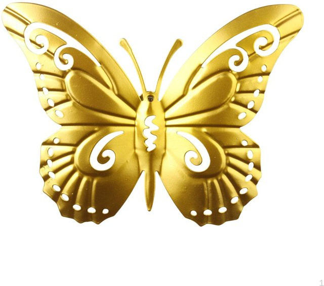 Dewdroop 3D Metall Schmetterlingsdeko in Gold als Wandskulptur für Garten und Hof - Bild 1
