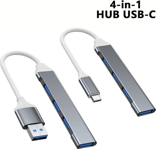 USB Typ C 4-Port-Adapter USB HUB Expander mit Hochgeschwindigkeitsübertragung als Multifunktions-Dockingstation für PC und Laptop - Bild 1