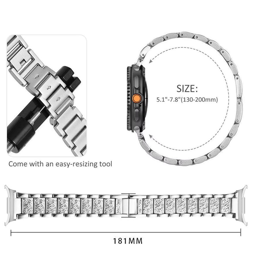 FancyWrist Smartwatch-Armband Edelstahl, Diamant, Zirkonia, Damen, Silber - Bild 3