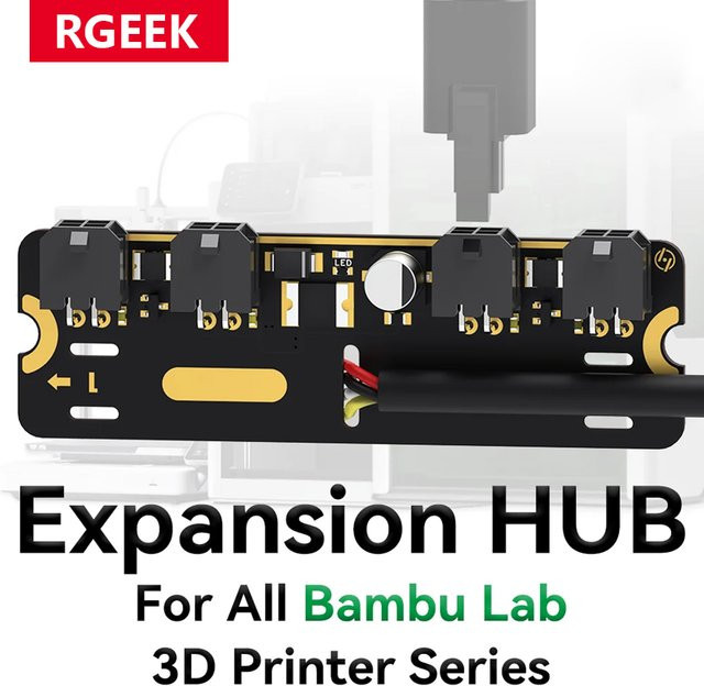RGEEK 4-Port-Erweiterungs-Hub mit Stromsignalschutz für Bambu Lab All Series 3D-Drucker, Schwarz - Bild 1