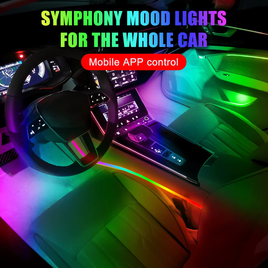 2er-Set RGB LED Auto-Umgebungsbeleuchtung mit Neon-Flex-Glasfaser in Multicolour, Länge: 110 cm - Bild 3