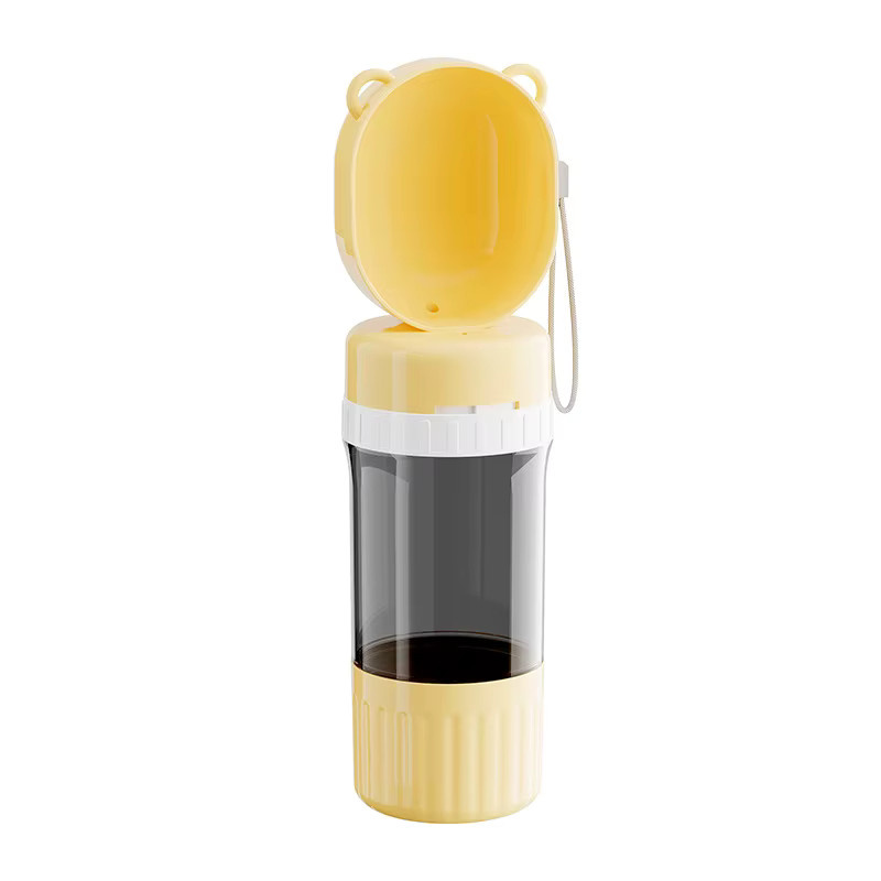 Pawstrip 2-in-1 Tragbare Hundewasserflasche mit Futterbehälter in Gelb - Bild 3