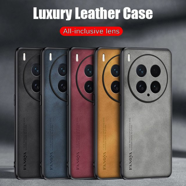 Stoßfeste Lammfell Leder Schutzhülle für vivo X200 Ultra, X200 Pro, X200s und X100 Ultra in Blau - Bild 1