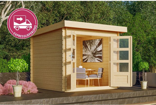 Karibu Express Gartenhaus Quicky B in Naturbelassen mit Pultdach und modernem Design, B/T/H: 220 x 220 x 217 cm - Bild 1