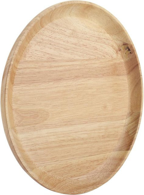 Runde Servierplatte aus Holz von CosyHome in Beige für Tee, Sushi oder Snacks, Durchmesser: 18 cm - Bild 1