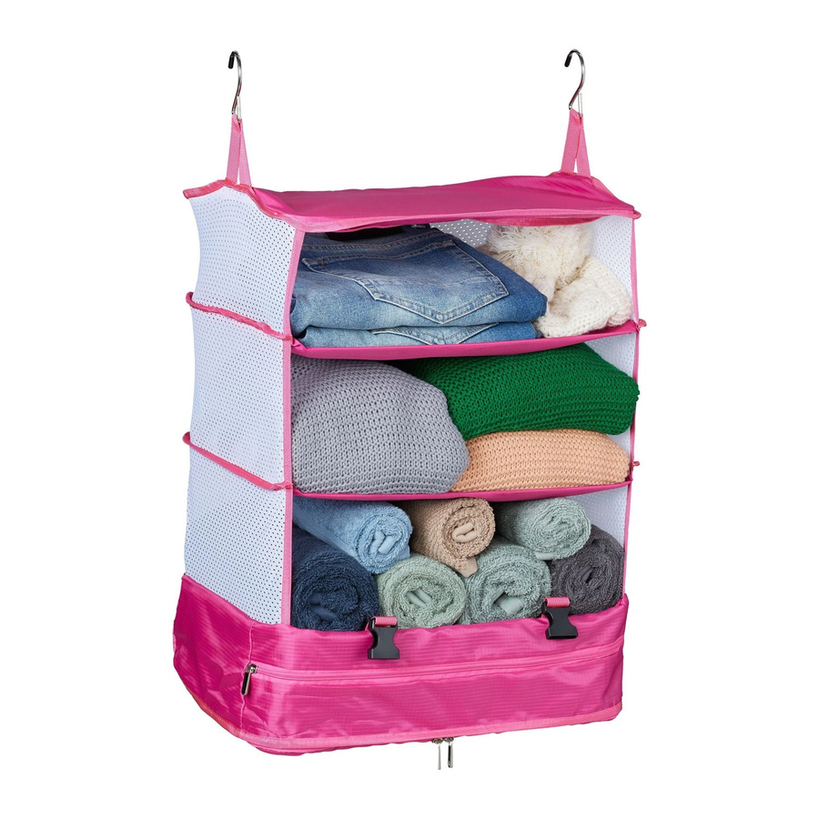 Relaxdays Gepäck-Organizer zum Hängen mit 4 Fächern aus Polyester in Rot, faltbar, B/T/H: 55 x 44 x 30 cm - Bild 2