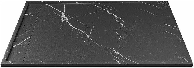 Vente-unique Duschwanne Lyrosa in Schwarz und Weiß, Breite: 140 cm - Bild 1