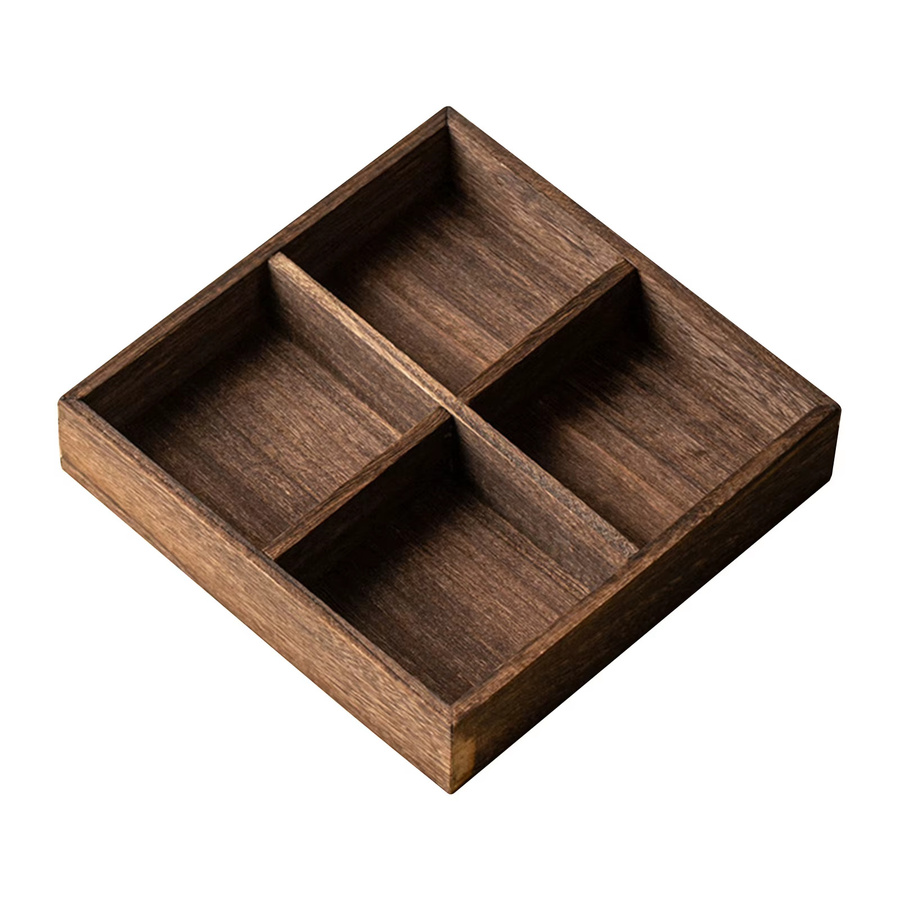 Aihogard Servierschale aus Massivholz in Braun im modernen Retro-Stil mit mehreren Fächern für Obst, Nüsse oder Süßigkeiten - Bild 6