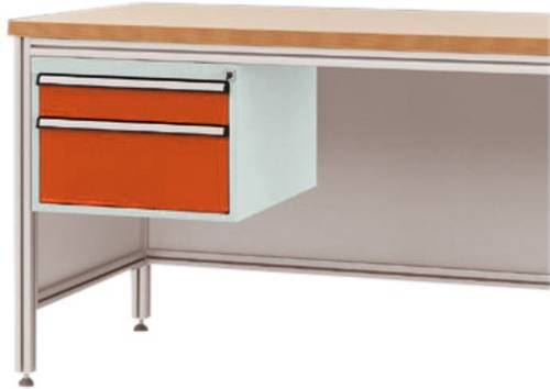 Manuflex ZB4575.2001 Gehäuse-Unterbau für ALU-Arbeitstische in Orange/Multicolor mit 2 Schubfächern, Nutzhöhe: 300 mm, für Tischtiefe: 600 mm - Bild 1