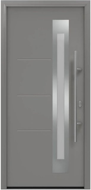 EcoStar Haustür Isopro IP 780S in Graualuminium mit Glaseinsatz, modern, DIN Rechts, Breite: 110 cm, Höhe: 210 cm - Bild 1