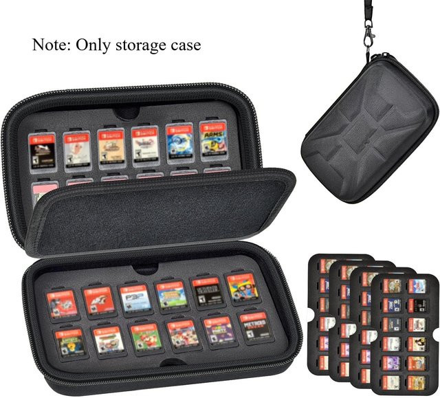 Aufbewahrungstasche für Nintendo Switch mit Platz für 72 Spielkarten und 144 Micro SD SDXC SDHC TF-Karten in Schwarz - Bild 1