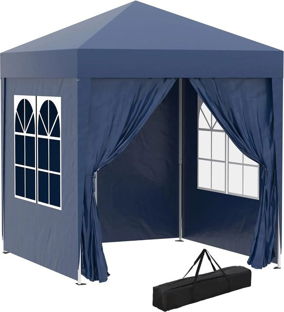 Furnicato Faltpavillon Bierzelt Blau mit 4 abnehmbaren Seitenwänden, B/T/H: 200 x 200 x 240 cm - Bild 1
