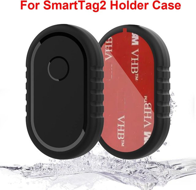 Samsung Galaxy SmartTag2 Halter Hülle mit selbstklebendem Aufkleber in Schwarz für Wallet, Mountainbike, Gepäck und Auto zur GPS Standort-Sicherung - Bild 1