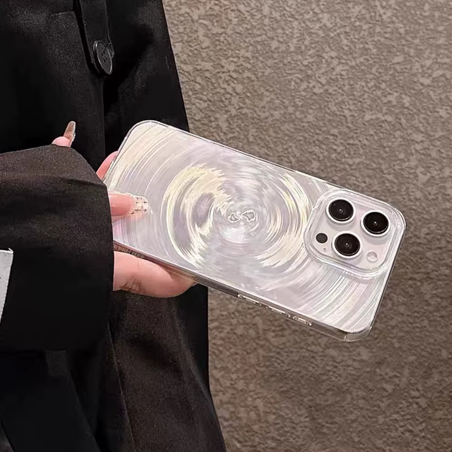 AKABEILA Handyhülle mit Ripple Vortex Textur für iPhone 11 bis iPhone 17 Pro Max, stoßfeste Bumper Soft Cover, transparent - Bild 3