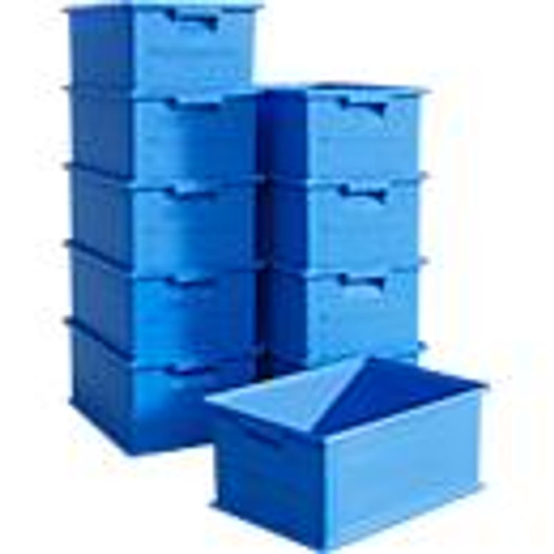 SSI Schäfer Stapelkasten Serie 14/6-2, 10 Stück, Blau, Volumen 21 l, mit Griffmulden und Etikettenhalter - Bild 3