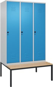 C+P Spind Classic PLUS Sitzbank mit 3 Abteilen, Buche-Hartholz und Stahl, B/T/H: 212,0 x 120,0 x 81,5 cm - Bild 1