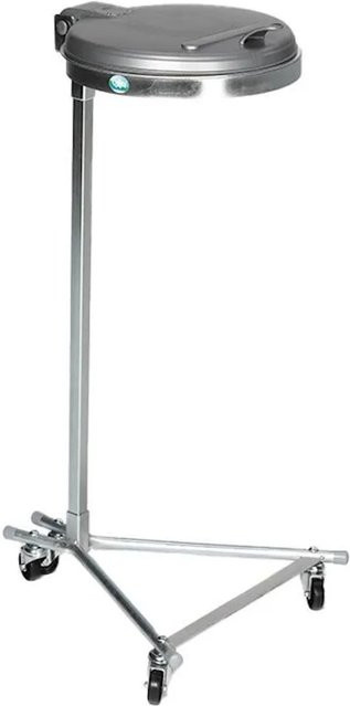 PROREGAL Einzel Abfallsammler aus verzinktem Stahl mit Kunststoff Deckel und 4 Rollen, Farbe: Silber, H x B x T: 100 x 49 x 52 cm - Bild 1