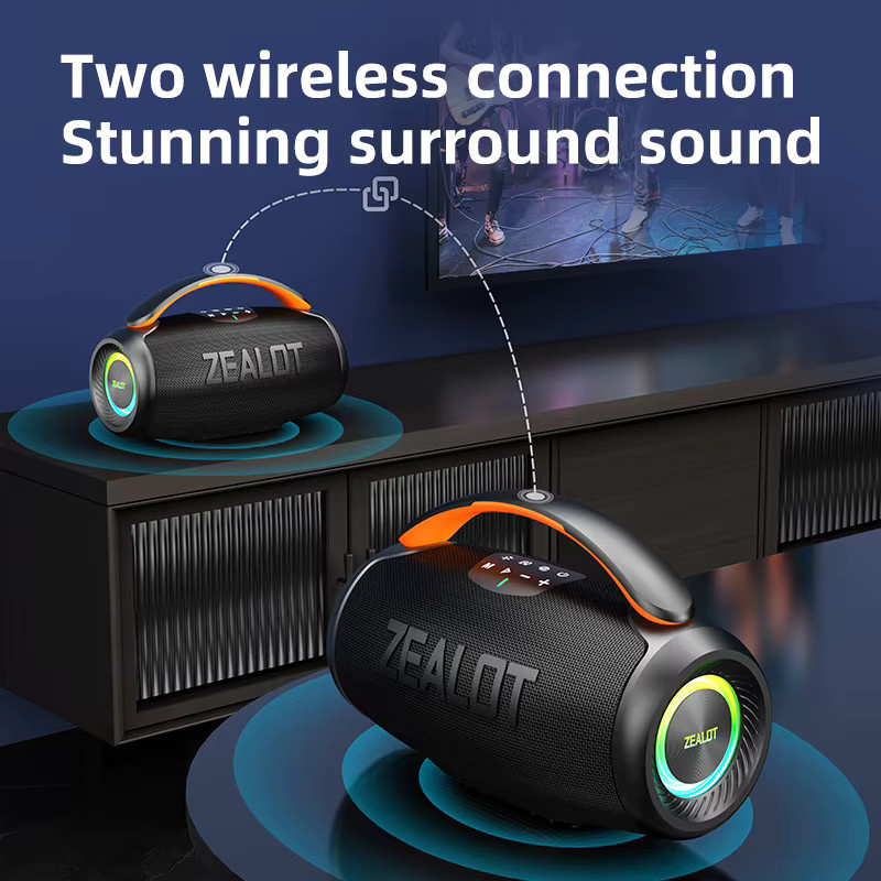 Zealot P11 Bluetooth-Lautsprecher in Schwarz mit 50 W Stereo-Sound und steuerbarer Beleuchtung - Bild 5
