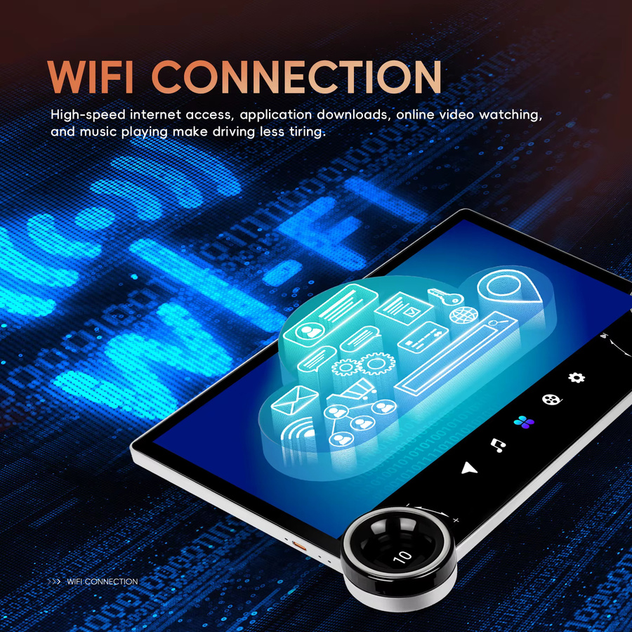 Podofo Android Autoradio mit 12,5 Zoll Display, 6 GB RAM und 128 GB Speicher, 2 DIN Multimedia-Player mit GPS, WiFi, Bluetooth, kabellosem CarPlay und Android Auto, Farbe: Schwarz - Bild 5