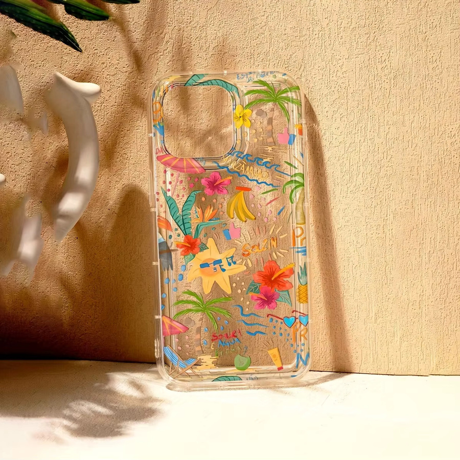 Transparente Airbag-Handyhülle mit tropischem Print für Apple iPhone 17, 16, 15 Pro Max Plus Series, Mehrfarbig - Bild 3