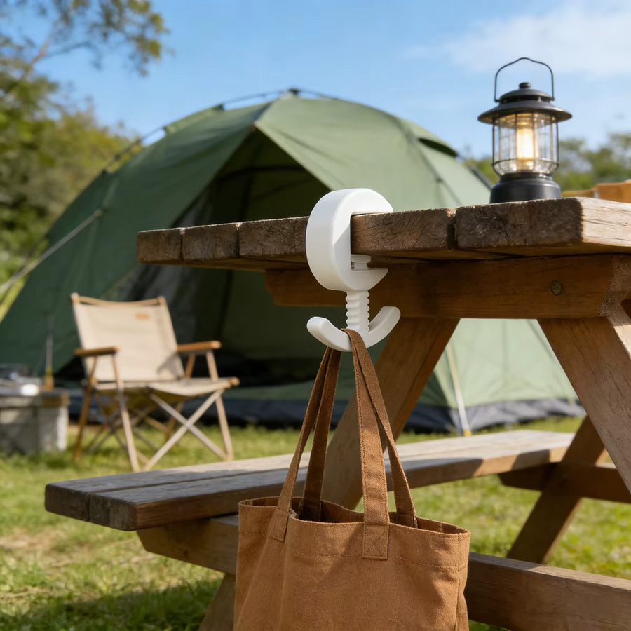 Multifunktionaler C-förmiger Schreibtischhaken aus umweltfreundlichem PLA-Material, verstellbarer Aufbewahrungshaken für Zuhause und Camping, in Gelb oder Weiß - Bild 2