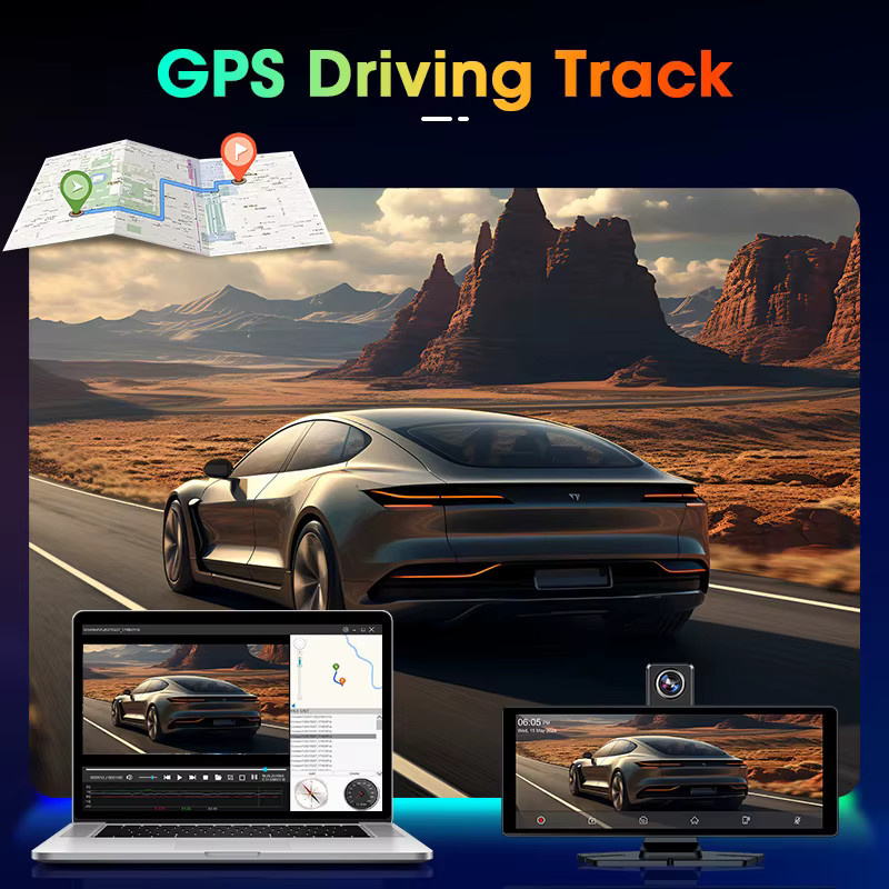 Jansite 4K UHD Dashcam mit Apple CarPlay und Android Auto, Dual Lens Auto Kamera vorne und hinten, Schwarz - Bild 5