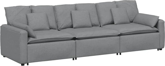 vidaXL Modulares Sofa Hellgrau mit Kissen und Armlehnen, B/T/H: 324 x 105 x 64 cm - Bild 1