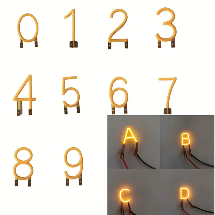 XUNATA DIY COB LED Filament Symbole in Warmweiß für Retro Edison Glühbirnen und dekorative Schilder, 26 Buchstaben und Zahlen, 3V, Gelb - Bild 1