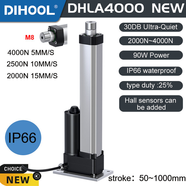 DIHOOL DHLA4000 Elektrischer Linearantrieb mit Edelstahl-Innenrohr für flache Bodeninstallation, Hub: 150 mm bis 1000 mm - Bild 1