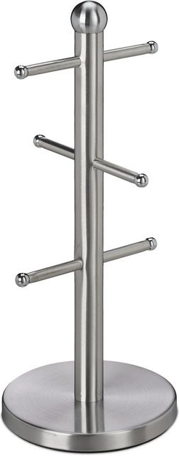 Relaxdays Tassenhalter aus Edelstahl in Silber, rutschfest für 6 Tassen - Bild 1
