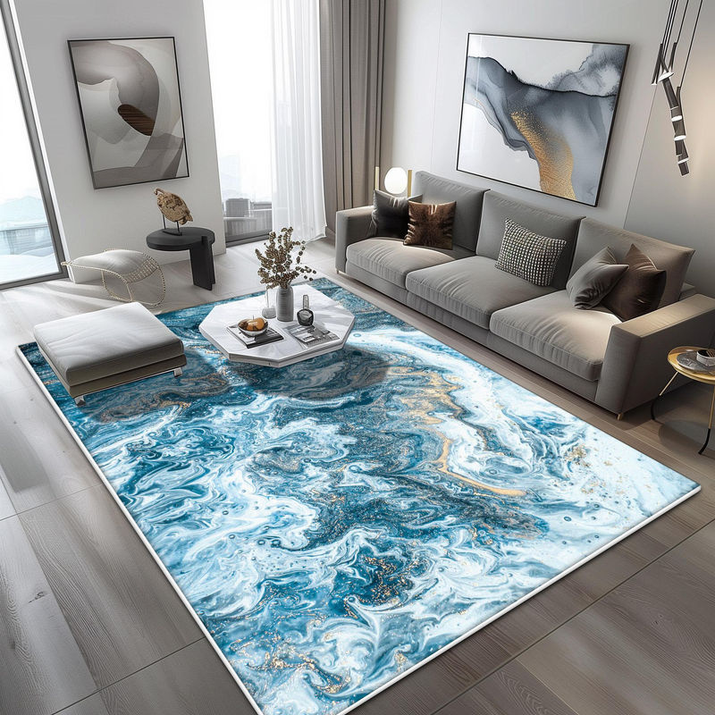 JGJG Wohnzimmerteppich Modern Abstrakt Grau Rutschfest und Waschbar aus Polyester B/T: 200 x 300 cm - Bild 2